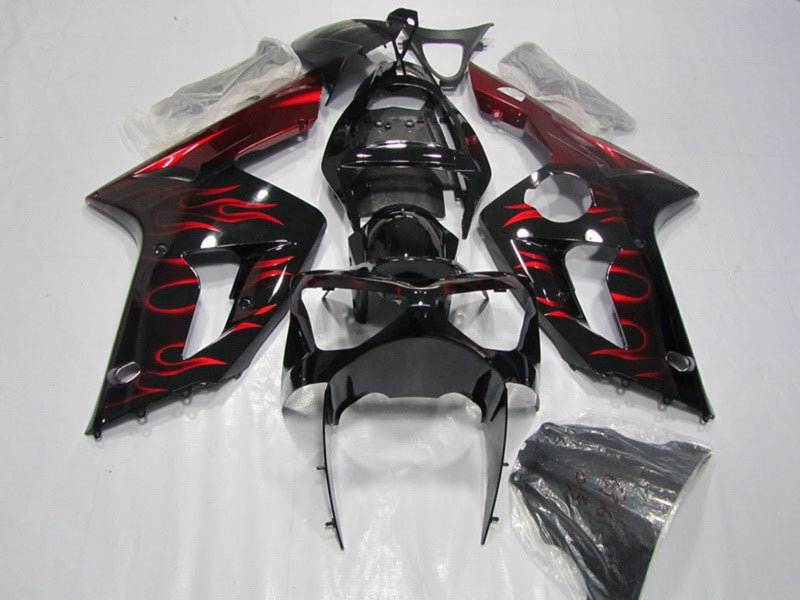 Purchase 2003-2004 Glossy Black Red Flame Kawasaki ZX6R Motorcycle Fairing UK