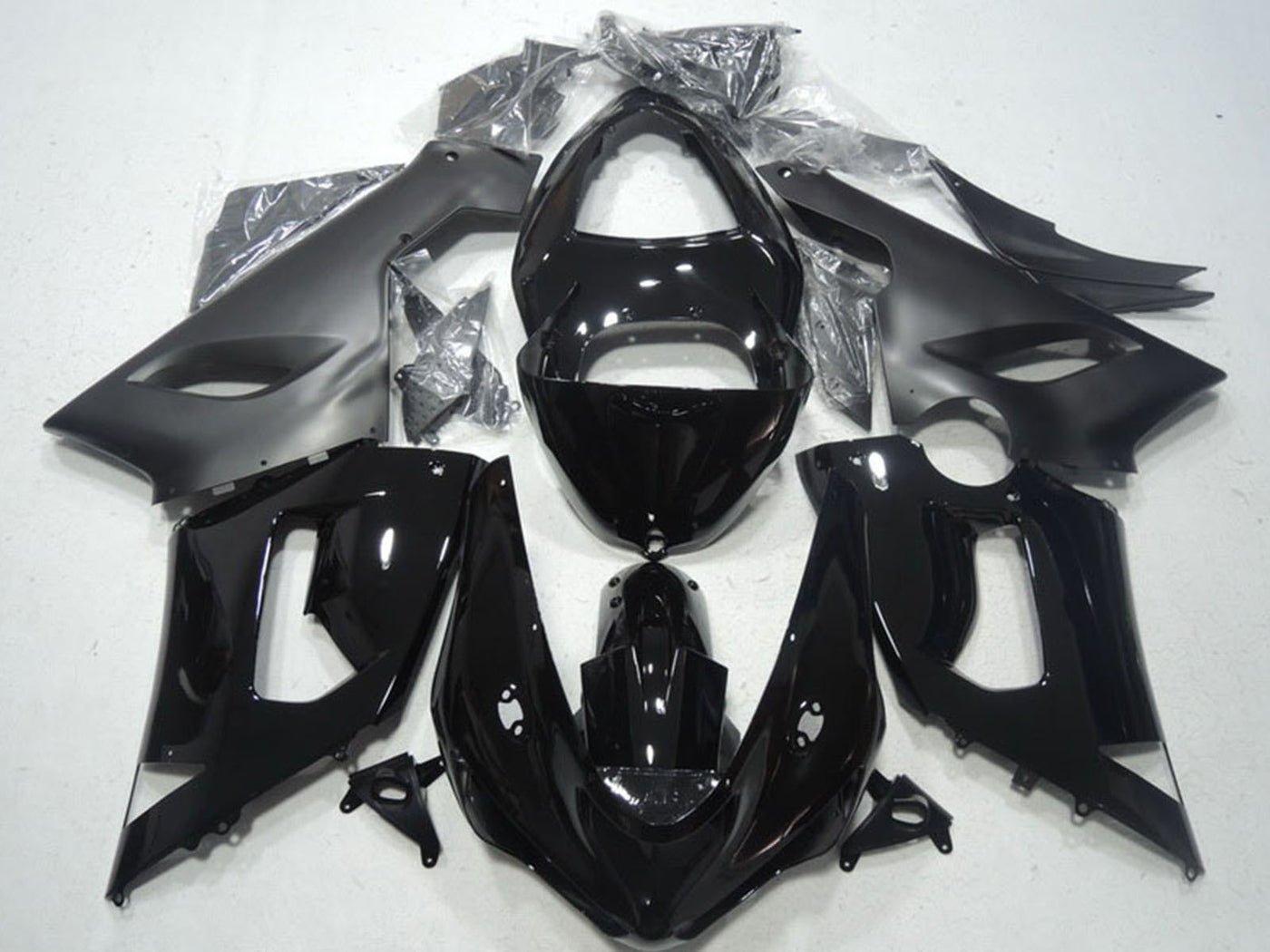2005-2006 Glossy Black Matte Black Kawasaki ZX6R Replacement Motorcycle Fairings & Bodywork