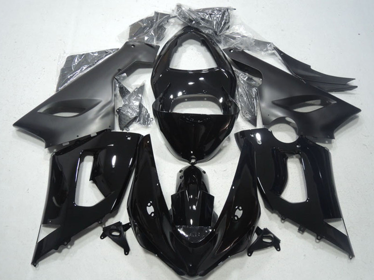 2005-2006 Glossy Black Matte Black Kawasaki ZX6R Replacement Motorcycle Fairings & Bodywork