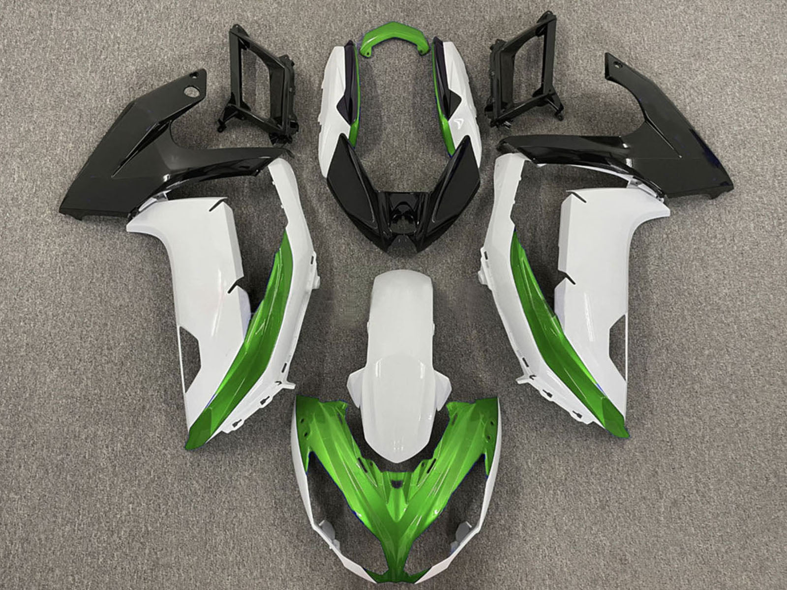 2009-2011 White Green Matte Black Kawasaki Ninja 650R Fairing Kit