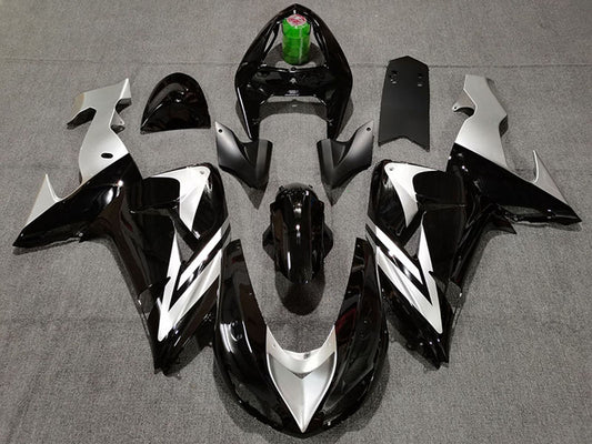 2006-2007 Glossy Black Silver Kawasaki ZX10R Fairing Kit