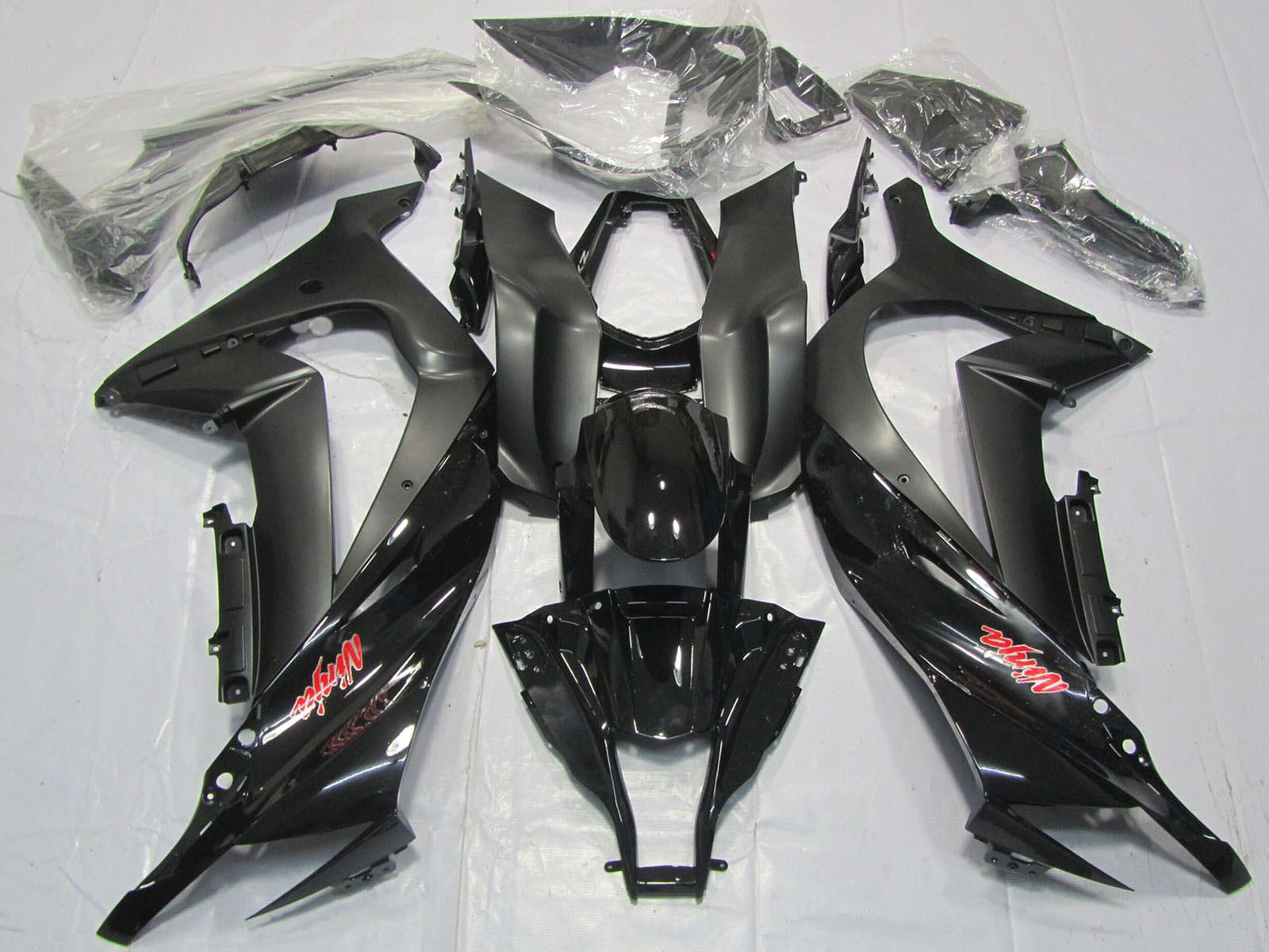 2011-2015 Glossy Black Matte Black Red Decal Kawasaki ZX10R Fairing Kit