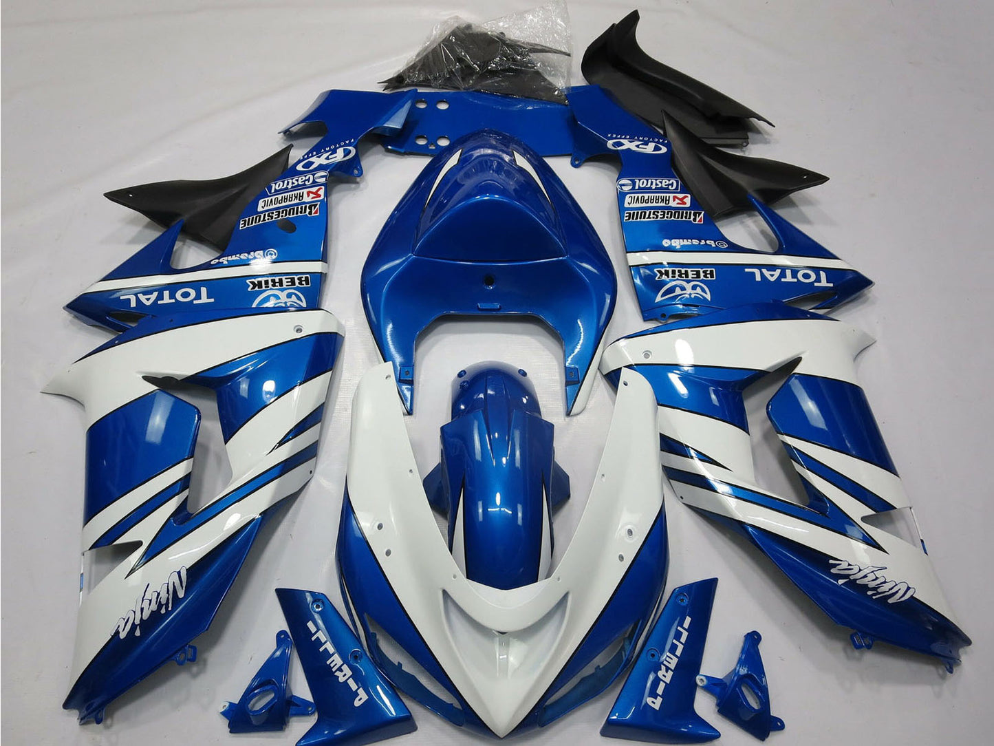 2006-2007 Blue White Black Kawasaki ZX10R Fairing Kit