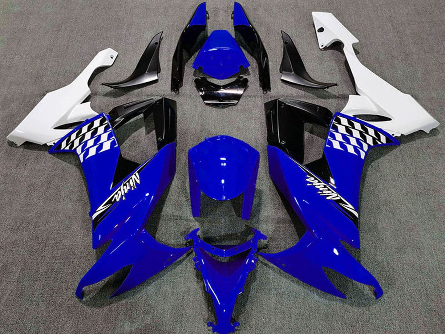 2008-2010 White Blue Black Kawasaki ZX10R Fairing Kit