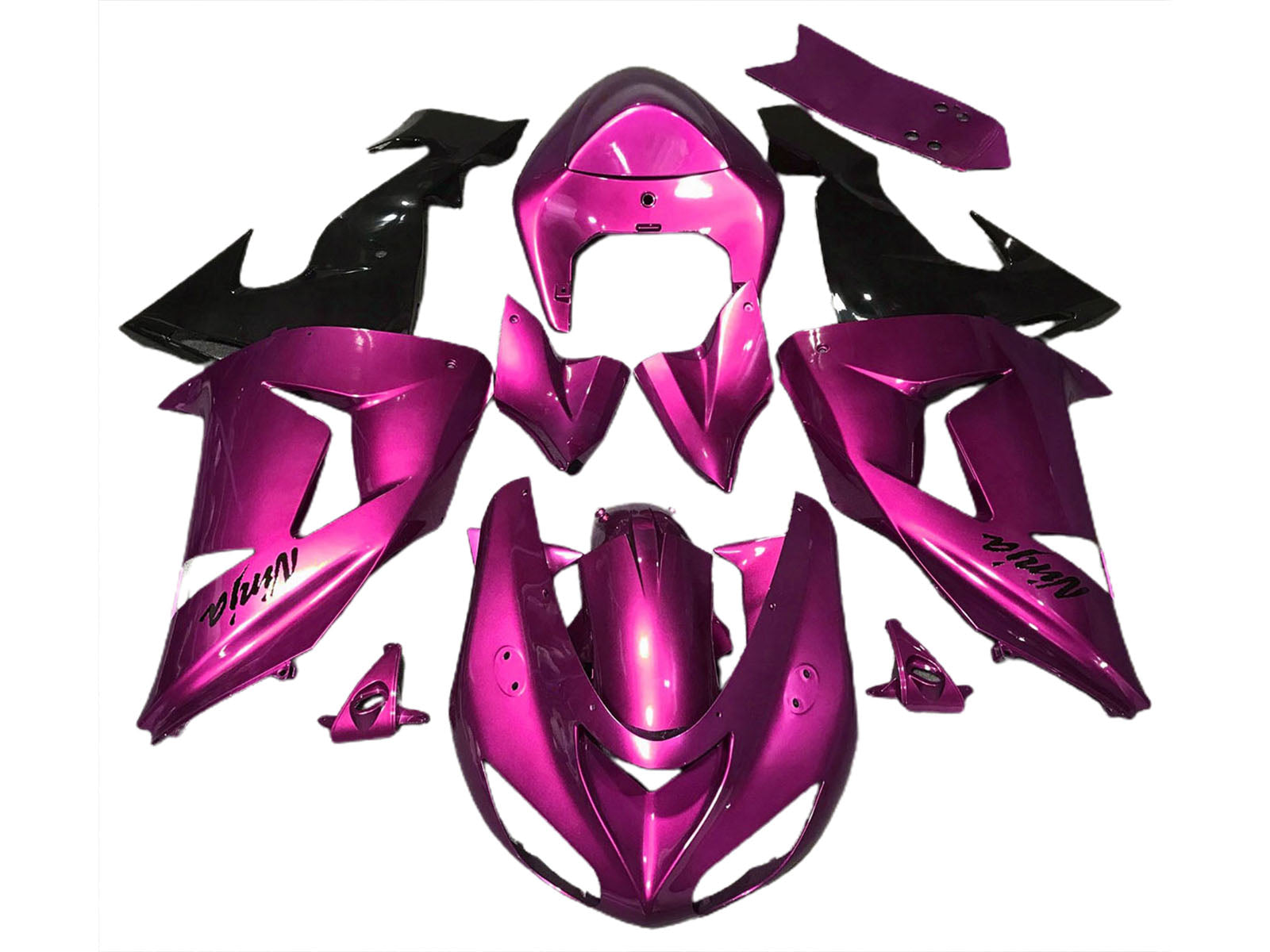 2006-2007 Pink Glossy Black Kawasaki ZX10R Fairing Kit