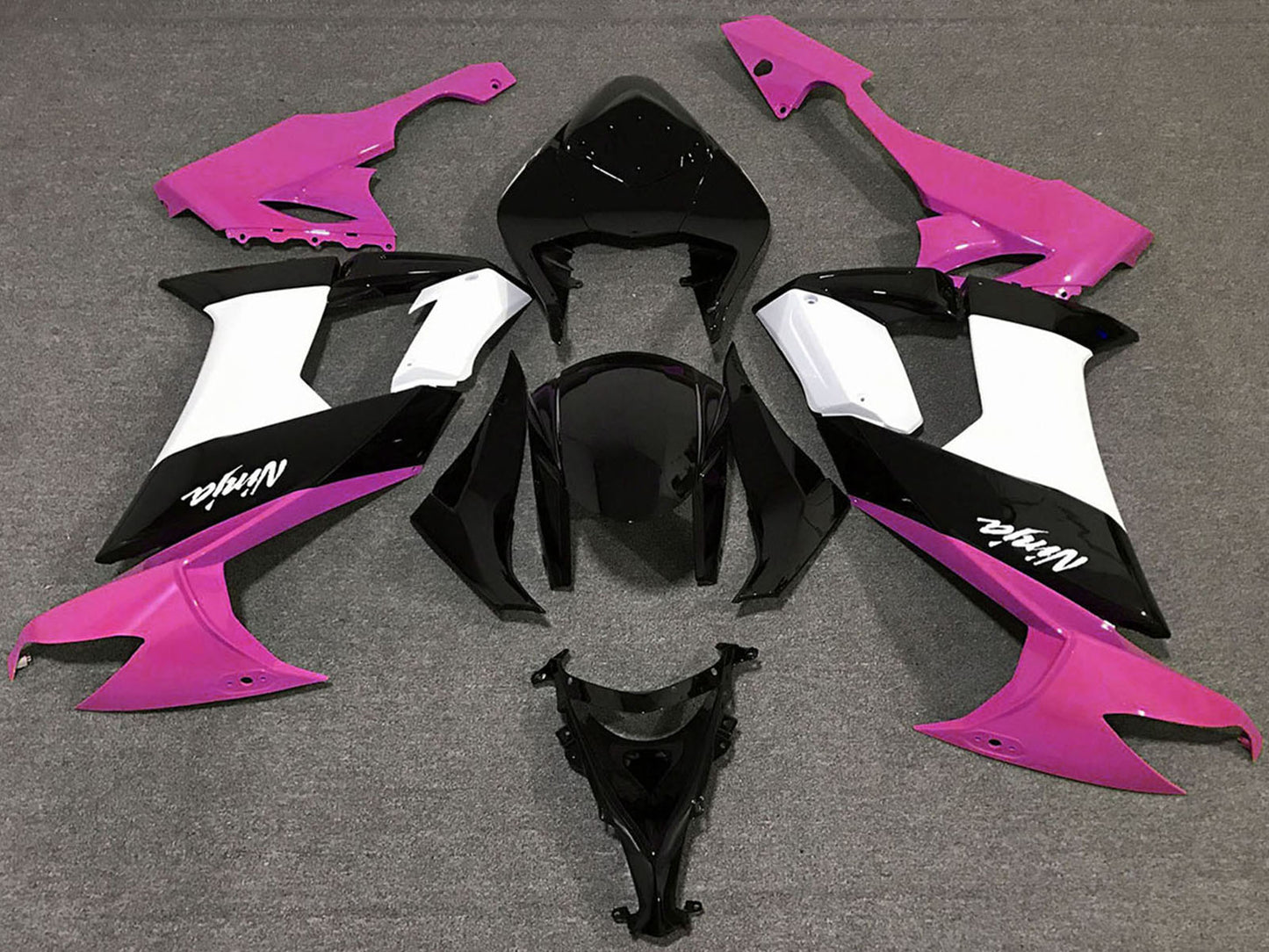 2008-2010 Glossy Pink Black And White Kawasaki ZX10R Fairing Kit