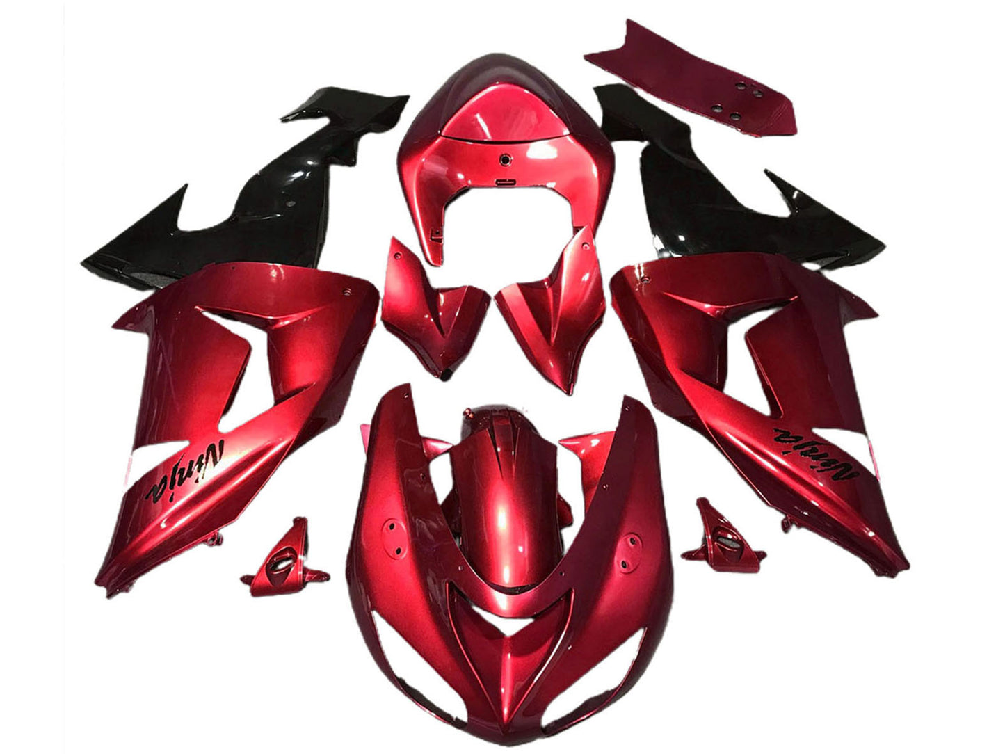 2006-2007 Red Glossy Black Kawasaki ZX10R Fairing Kit