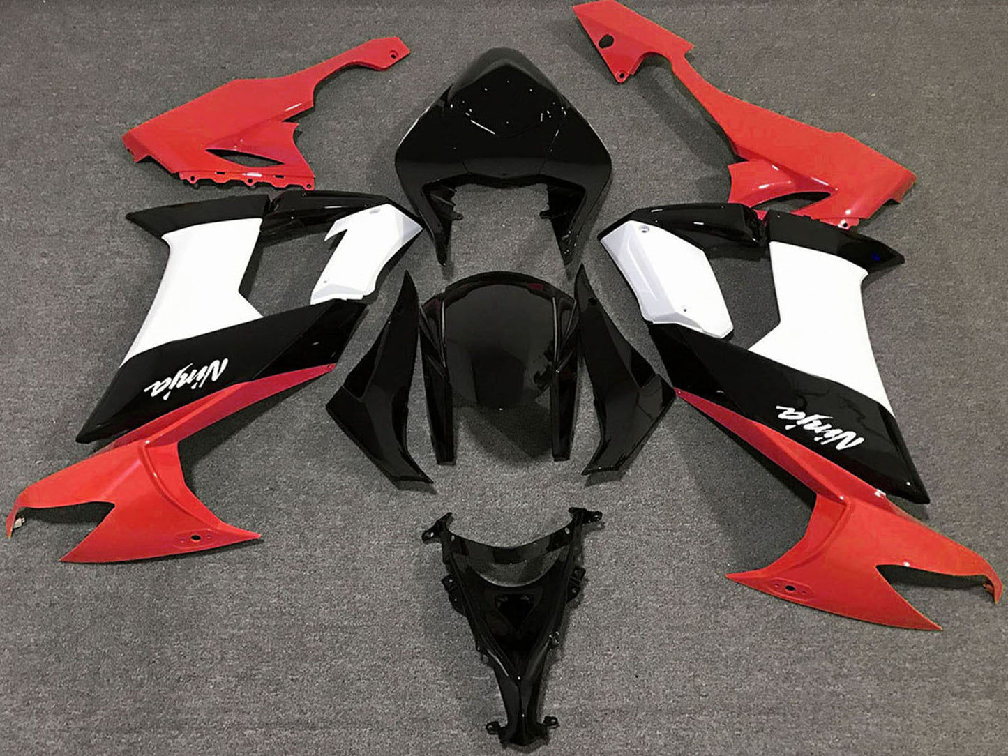 2008-2010 Glossy Red Black And White Kawasaki ZX10R Fairing Kit