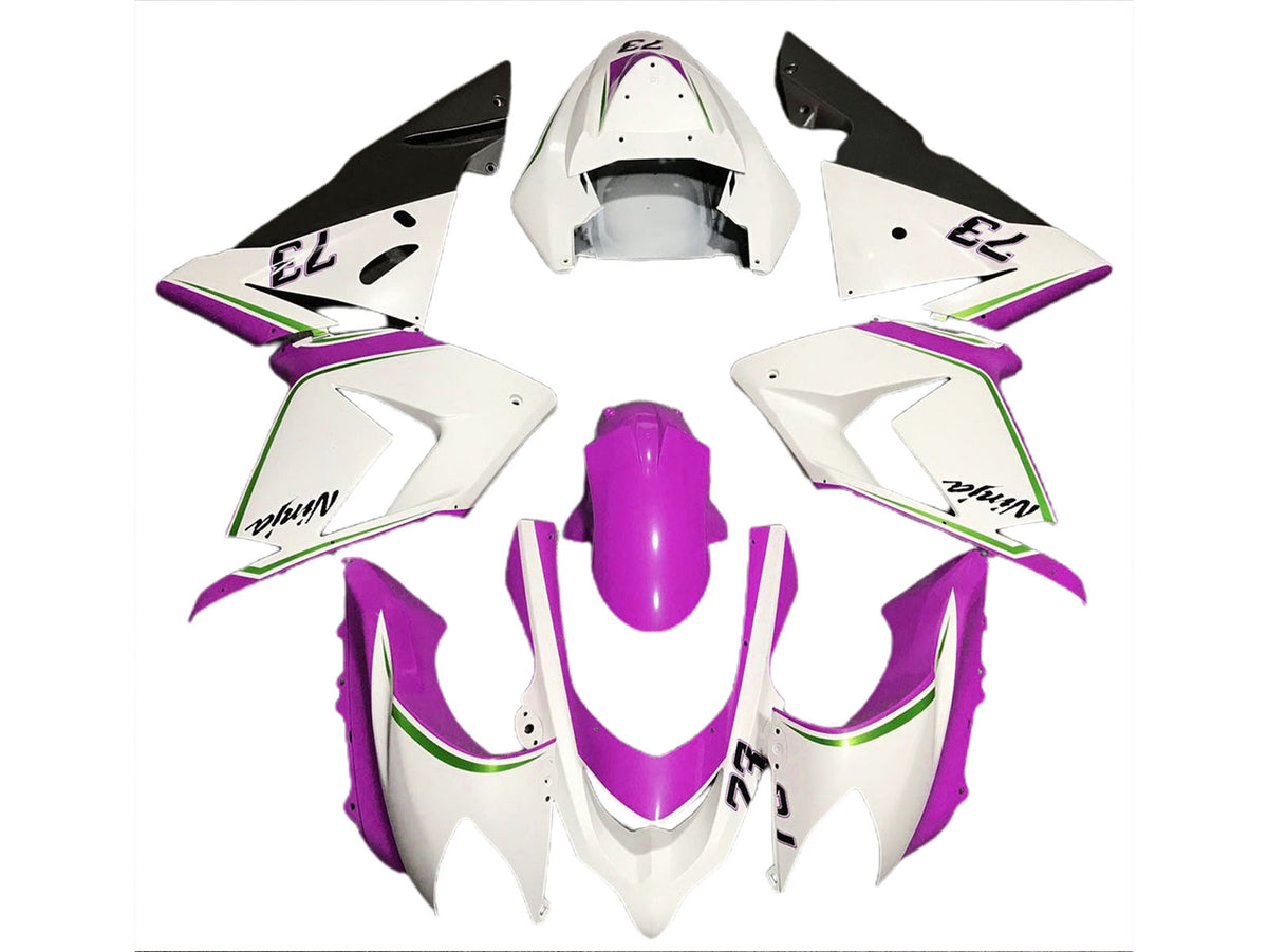 2004-2005 Glossy White Pink Kawasaki ZX10R Fairing Kit