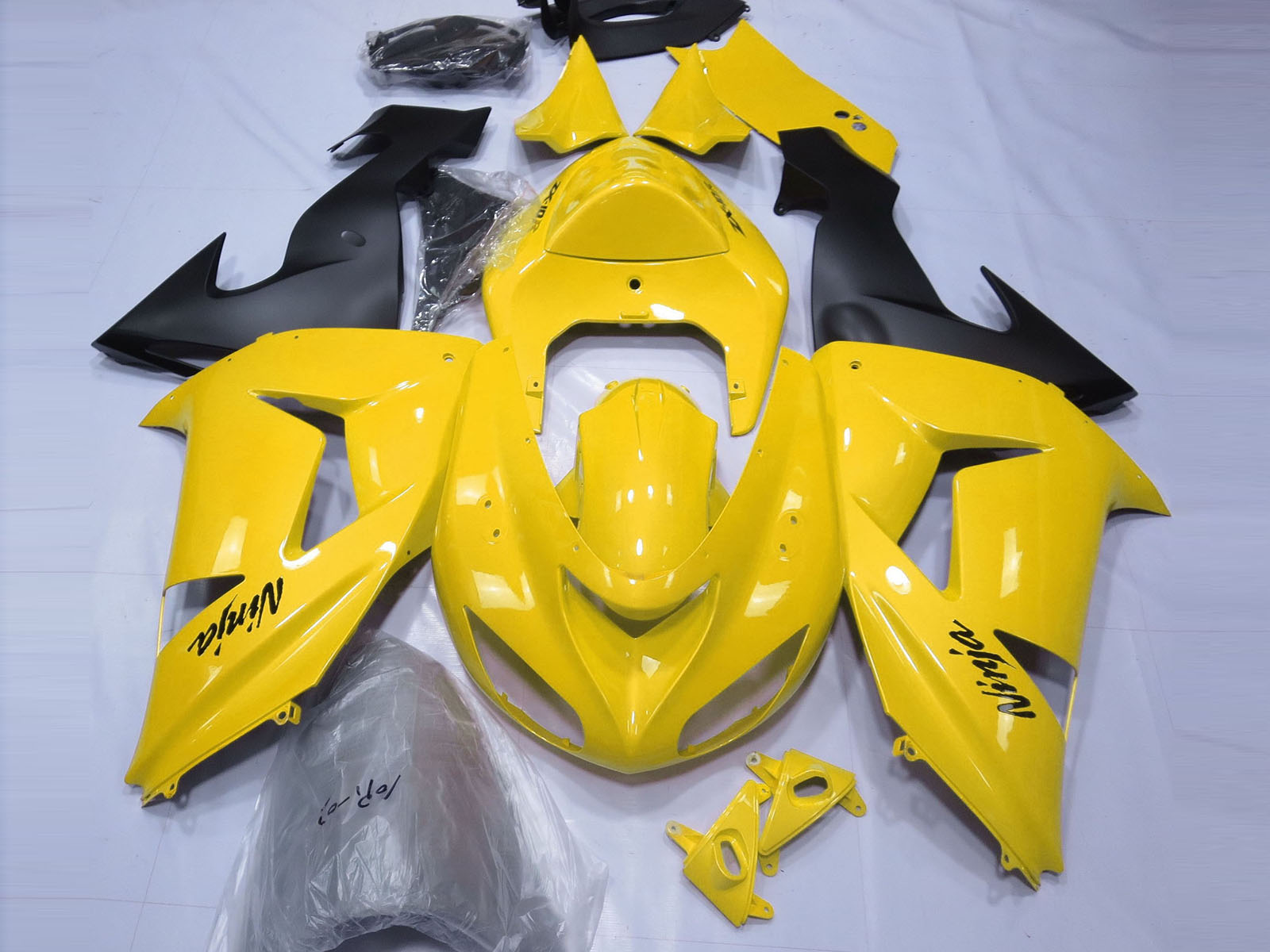 2006-2007 Yellow Black Kawasaki ZX10R Fairing Kit