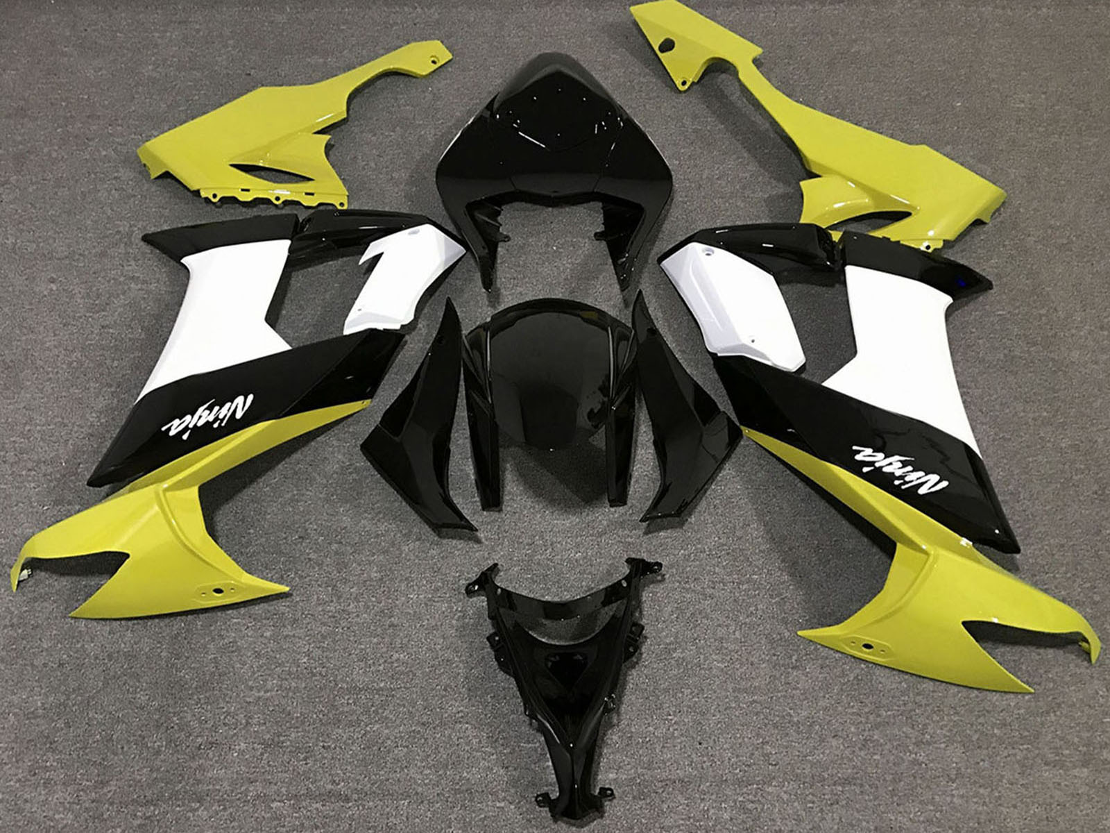 2008-2010 Glossy Yellow Black And White Kawasaki ZX10R Fairing Kit
