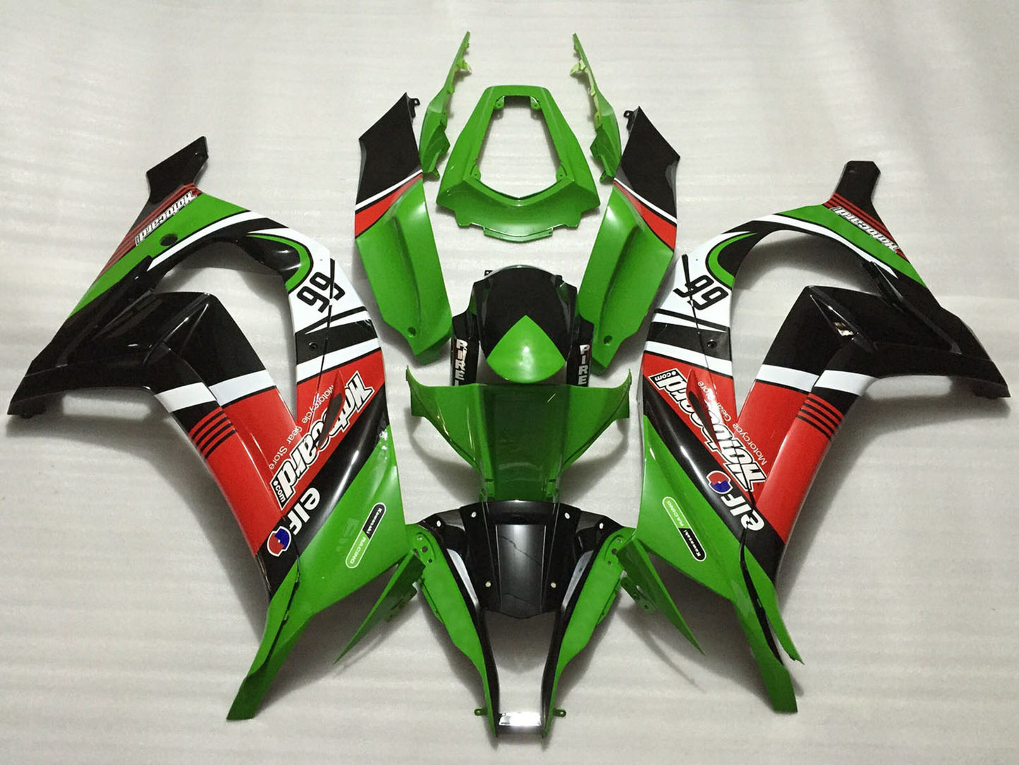 2011-2015 Green Red White Black Elf Motorcard 66 Kawasaki ZX10R Fairing Kit