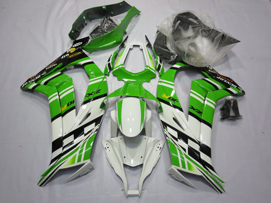 2011-2015 White Green Yellow Black Maxxis Dunlop Kawasaki ZX10R Fairing Kit