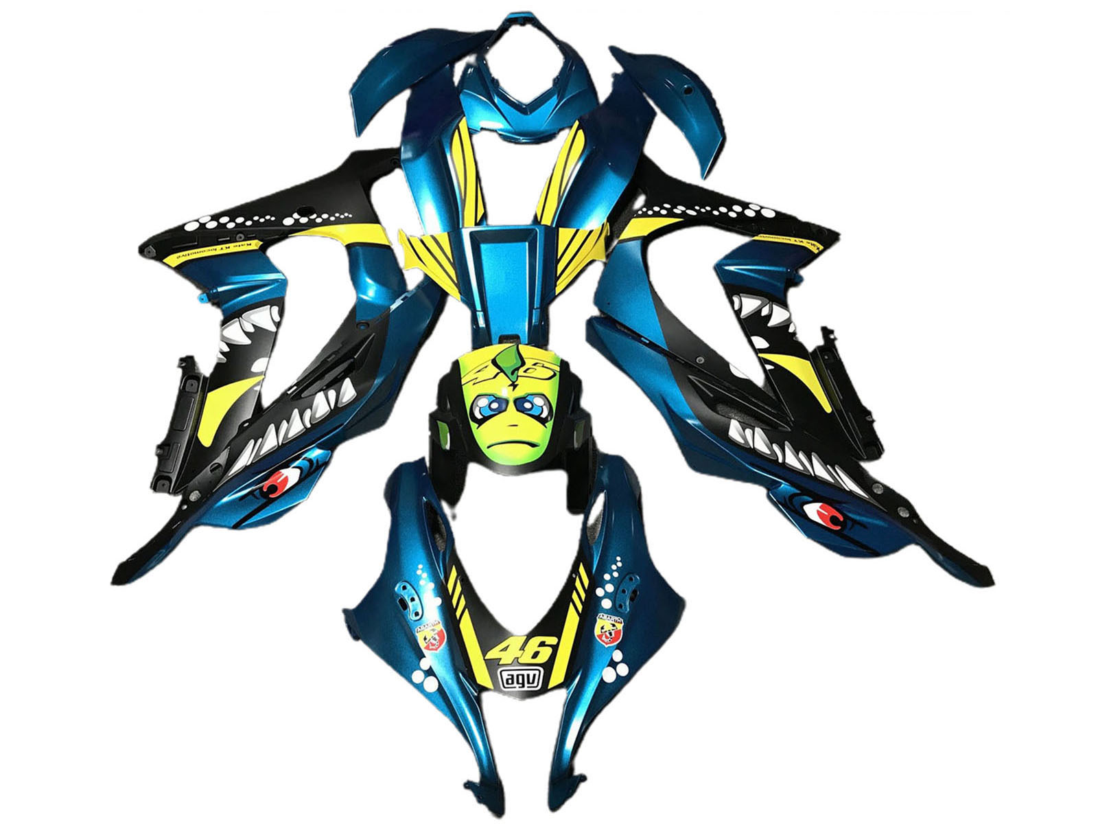 2016-2019 Light Blue Yellow Shark Kawasaki ZX10R Fairing Kit