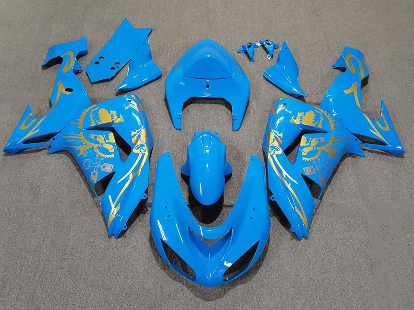 2006-2007 Light Blue Gold Kawasaki ZX10R Fairing Kit