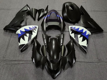 2004-2005 Kawasaki ZX-10R Matte Black and Dark Blue Shark Fairing Kit