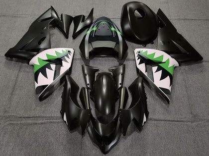 2004-2005 Kawasaki ZX-10R Matte Black and Green Fairing Kit