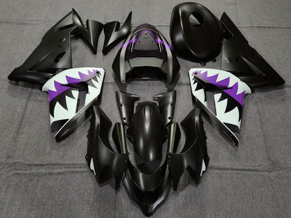 2004-2005 Kawasaki ZX-10R Matte Black and Purple Shark Fairing Kit