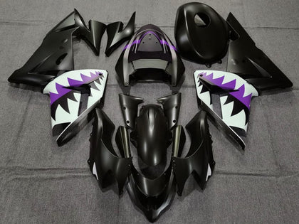 2004-2005 Kawasaki ZX-10R Matte Black and Purple Shark Fairing Kit