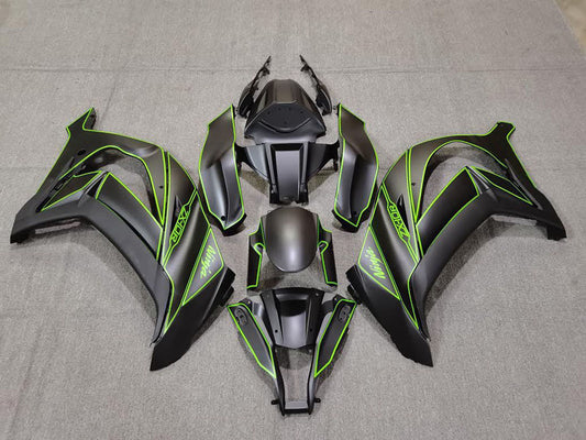 2011-2015 Matte Black Green Lining Kawasaki ZX10R Fairing Kit