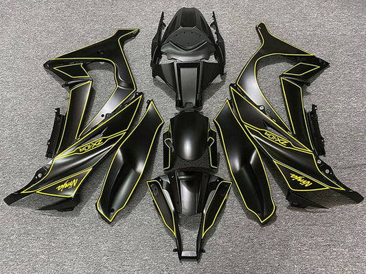 2011-2015 Matte Black Yellow Lining Kawasaki ZX10R Fairing Kit