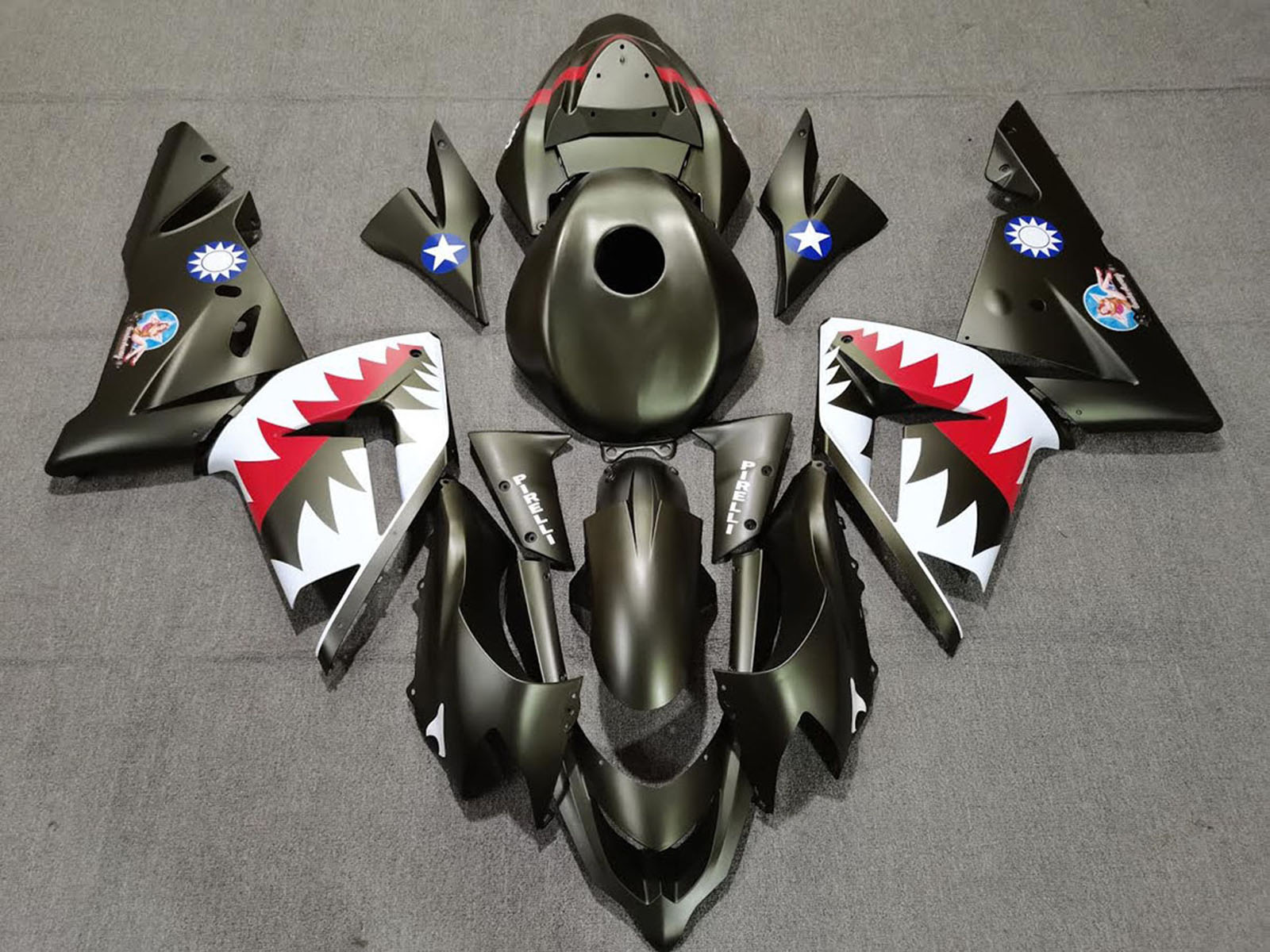 2004-2005 Military Green Shark Kawasaki ZX10R Fairing Kit