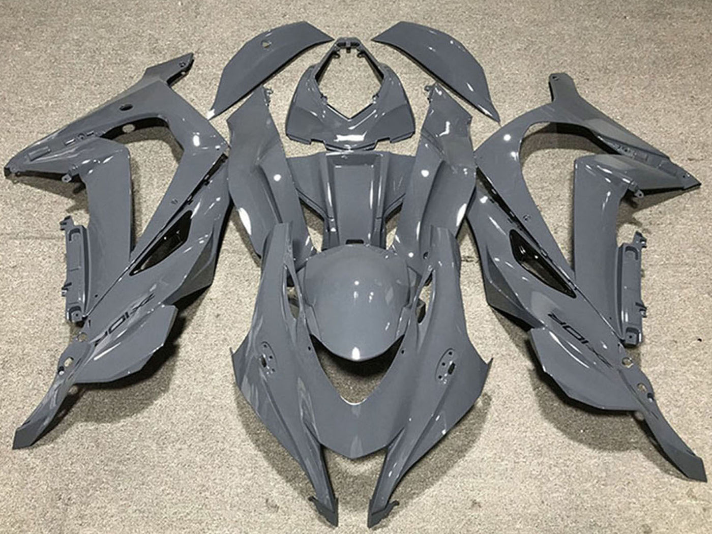 2016-2019 Nardo Grey Black Logo Kawasaki ZX10R Fairing Kit