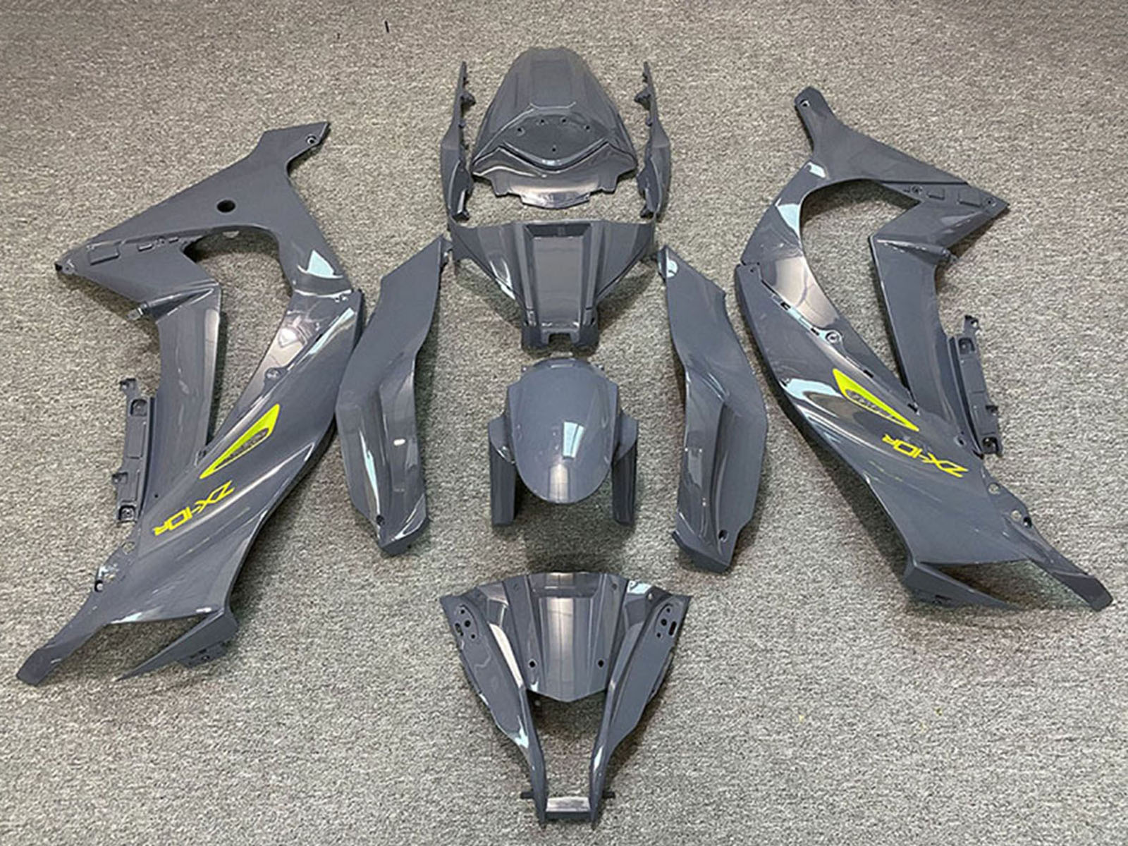 2011-2015 Nardo Grey Yellow Kawasaki ZX10R Fairing Kit