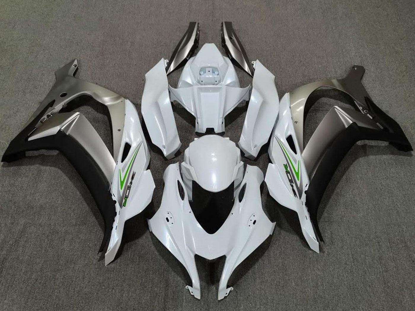 2016-2019 Pearl White Silver Kawasaki ZX10R Fairing Kit