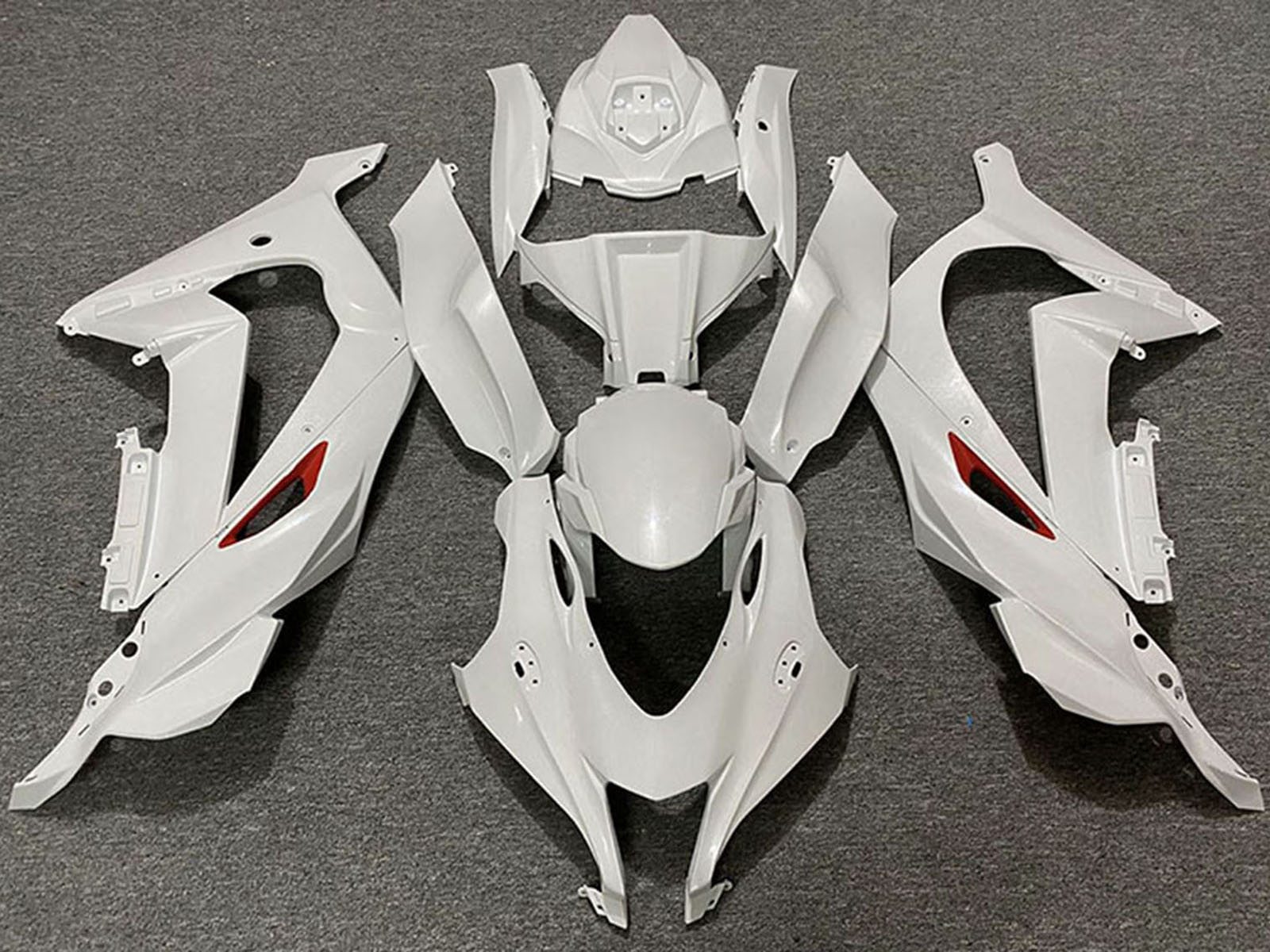 2016-2019 Pearl White Red Trim Kawasaki ZX10R Fairing Kit
