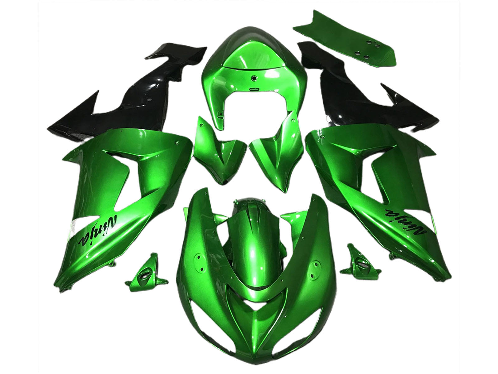 2006-2007 Green Glossy Black Kawasaki ZX10R Fairing Kit