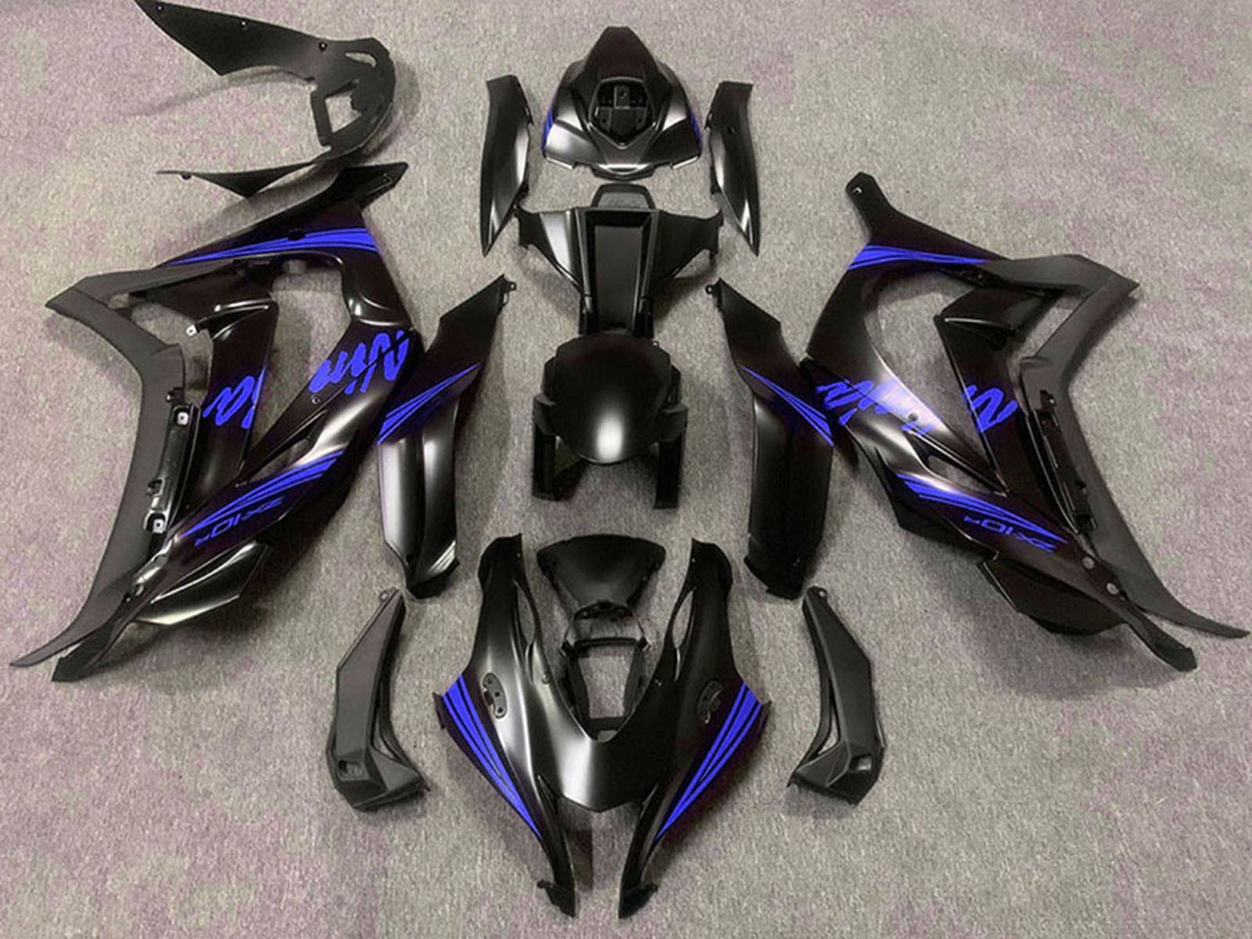 2016-2019 Matte Black Blue Ninja Kawasaki ZX10R Fairing Kit