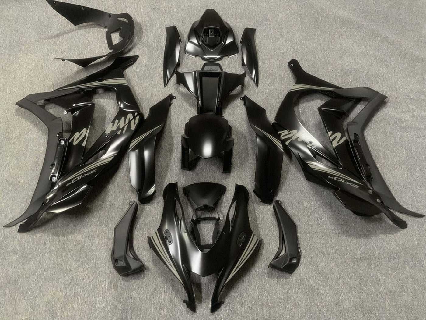 2016-2019 Matte Black Grey Ninja Kawasaki ZX10R Fairing Kit