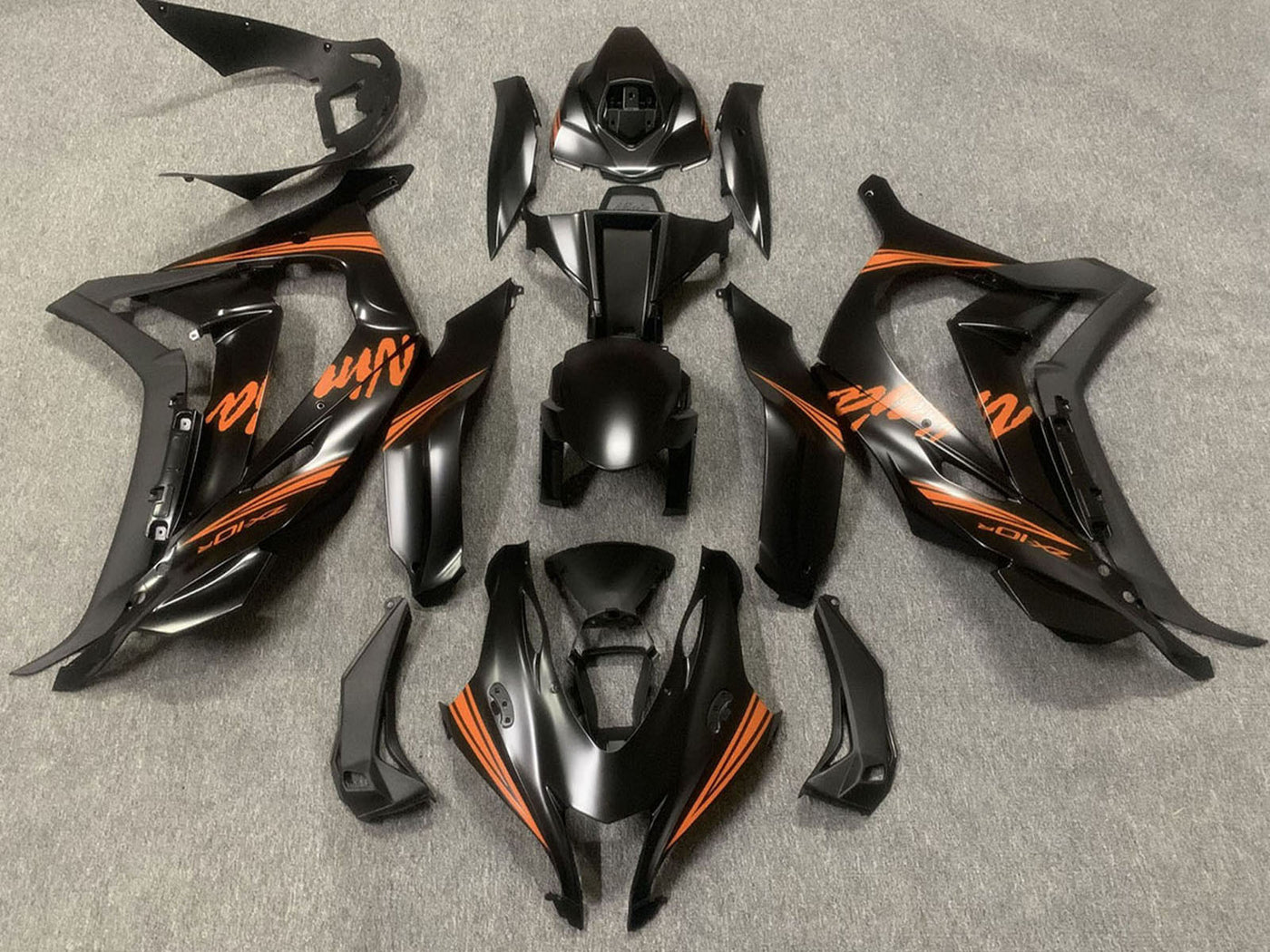 2016-2019 Matte Black Orange Ninja Kawasaki ZX10R Fairing Kit