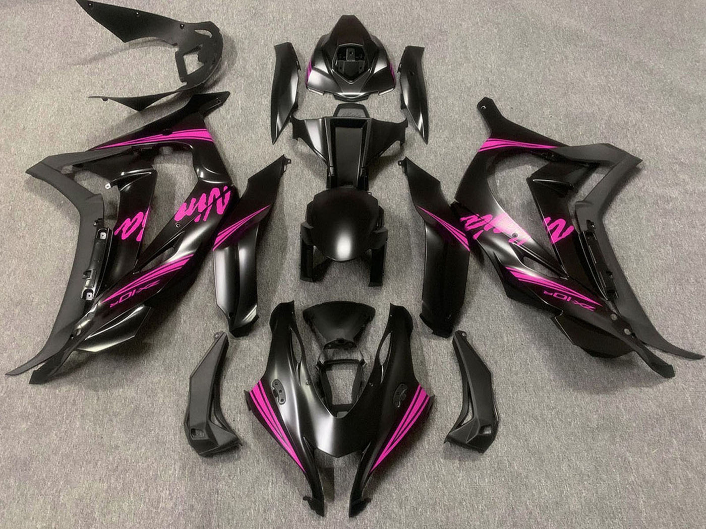 2016-2019 Matte Black Pink Ninja Kawasaki ZX10R Fairing Kit