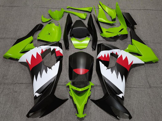 2008-2010 Green Matte Black Red White Shark Kawasaki ZX10R Fairing Kit