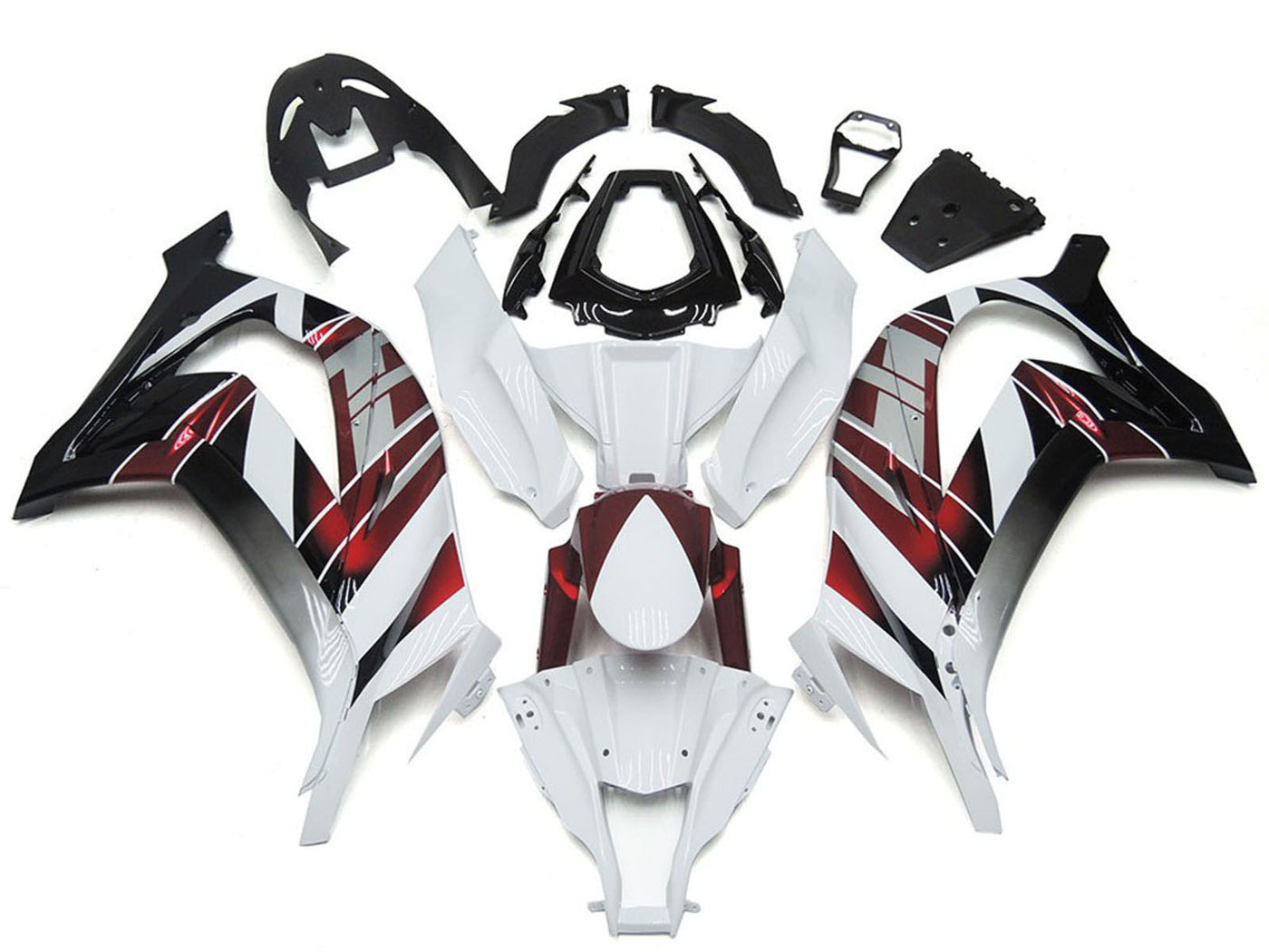 2016-2019 White Red Black Kawasaki ZX10R Fairing Kit