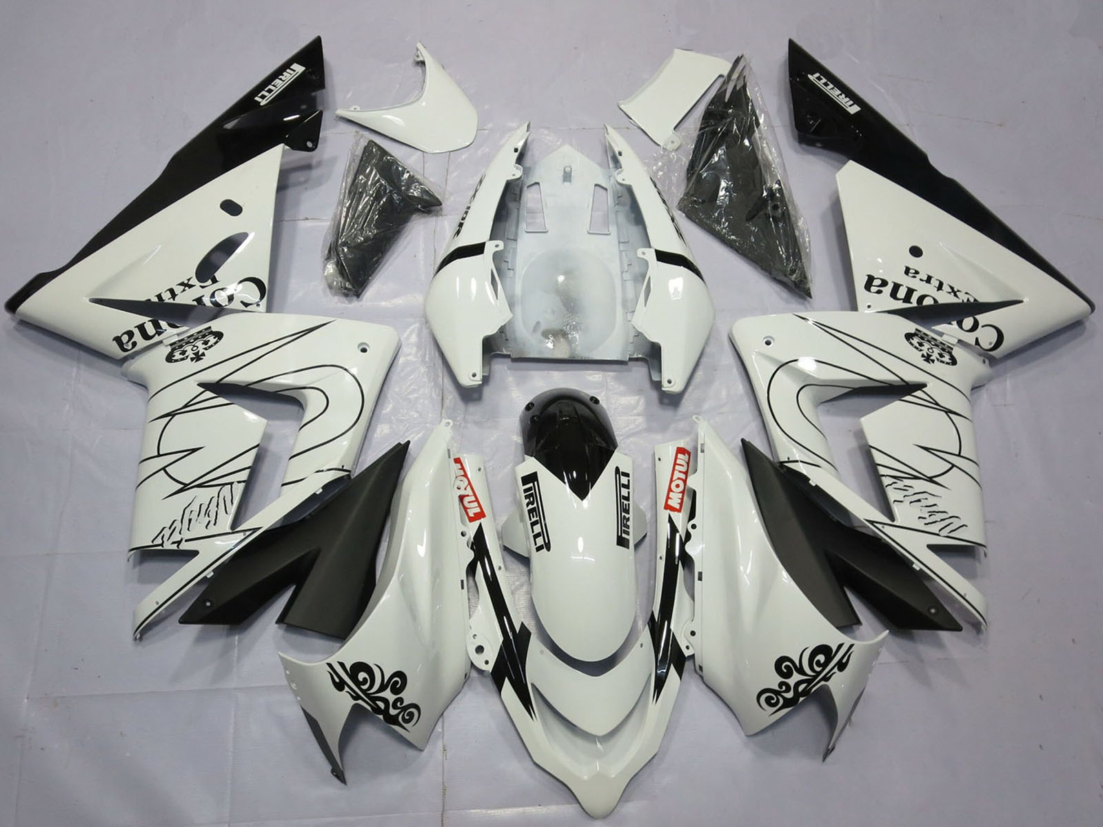 2004-2005 White Corona Kawasaki ZX10R Fairing Kit