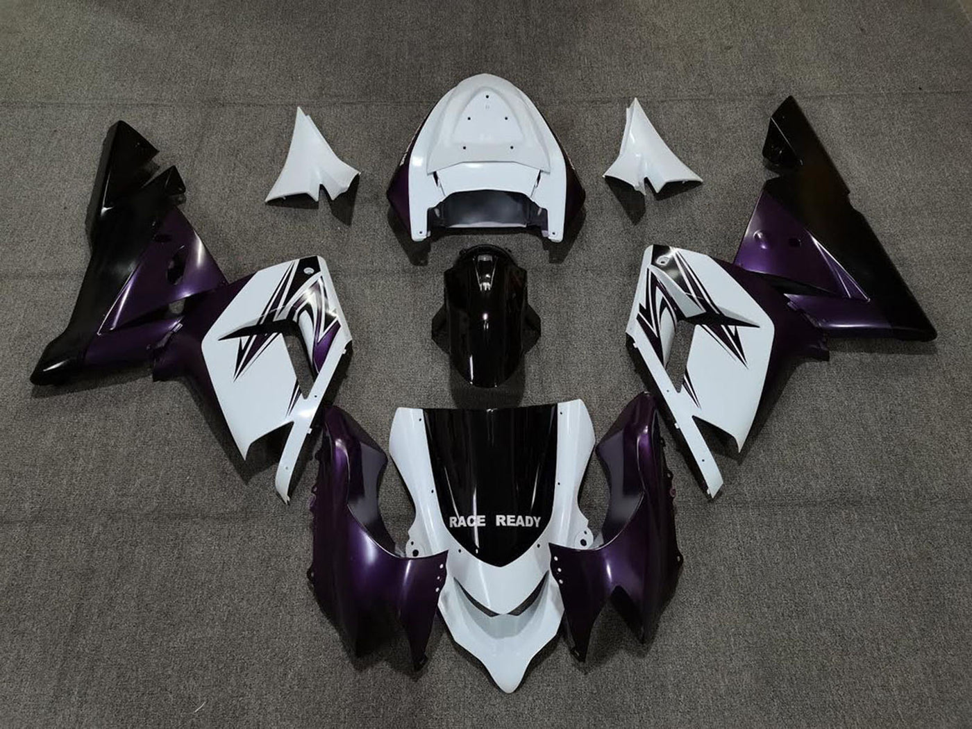 2004-2005 White Purple And Black Kawasaki ZX10R Fairing Kit