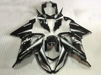 2013-2018 Kawasaki ZX-6R Glossy Black White Fairing Kit