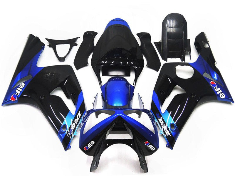 Purchase 2003-2004 Blue Glossy Black Elf Kawasaki ZX6R Motorcycle Fairings UK