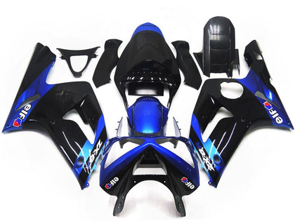 2003-2004 Kawasaki ZX-6R Blue Glossy Black Elf Fairing Kit