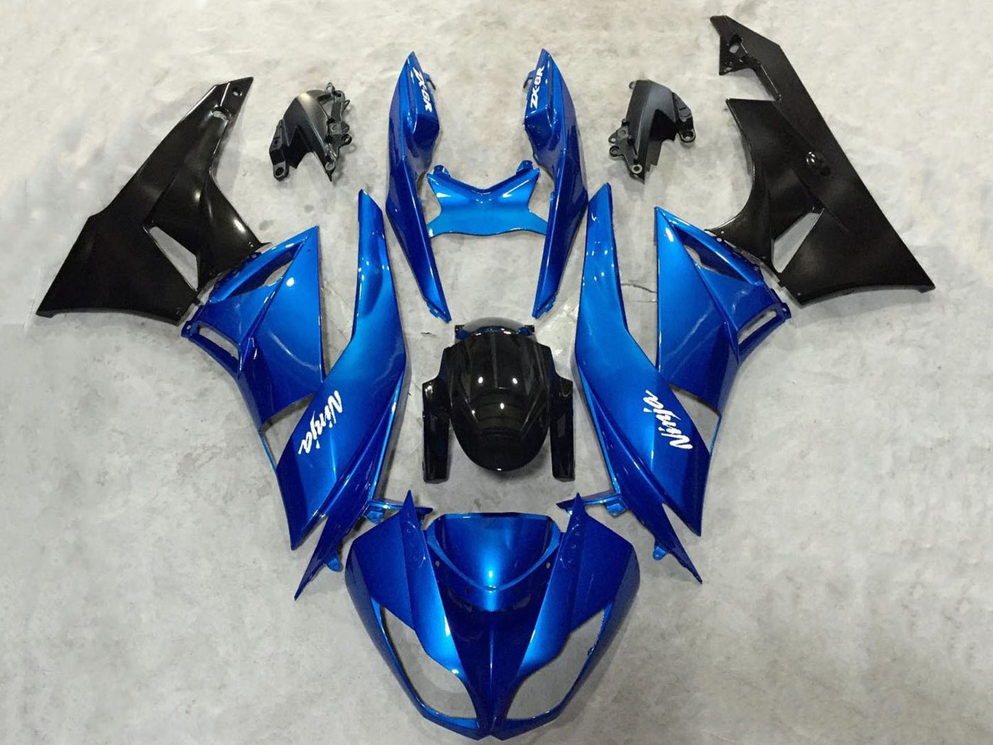 2009-2012 Blue Glossy Black Kawasaki ZX6R Fairing Kit