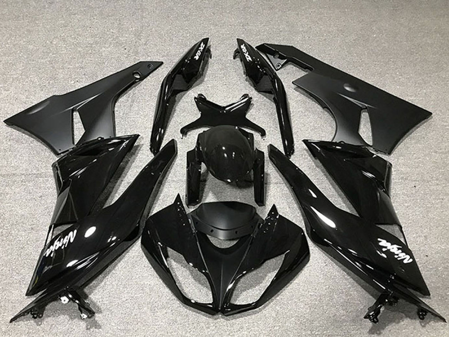 2009-2012 Glossy Black Matte Black Kawasaki ZX6R Fairing Kit
