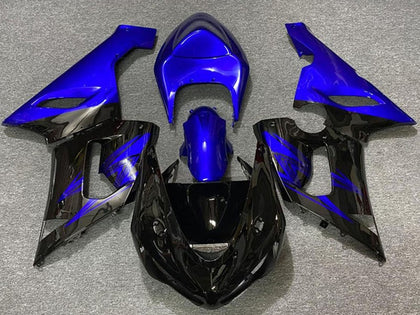 2005-2006 Kawasaki ZX-6R Blue Glossy Black Fairing Kit