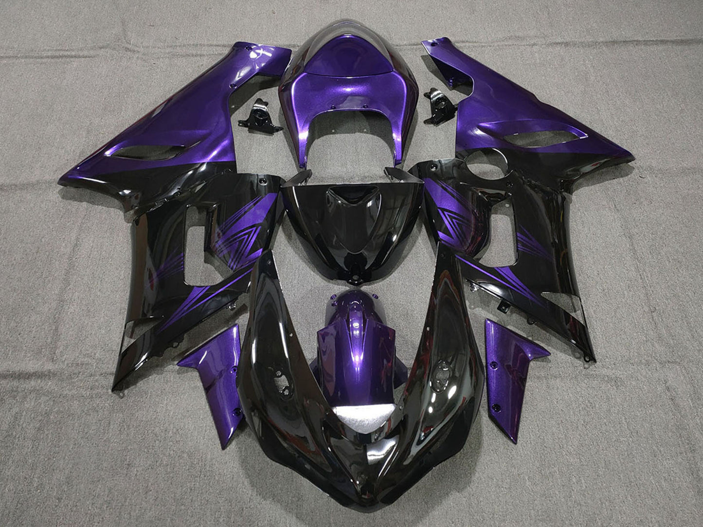 2005-2006 Purple Glossy Black Kawasaki ZX6R Fairing Kit