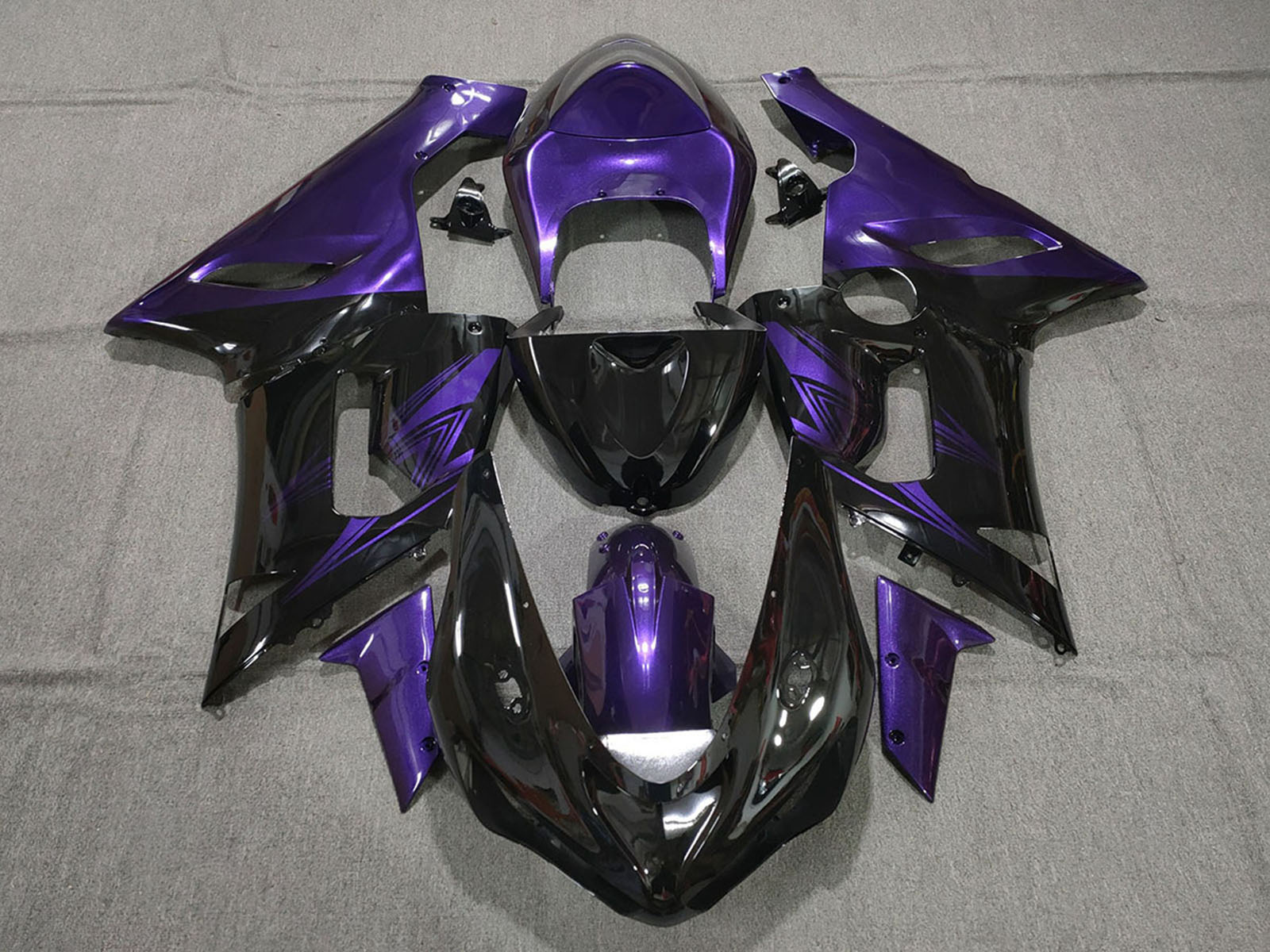 2005-2006 Purple Glossy Black Kawasaki ZX6R Fairing Kit