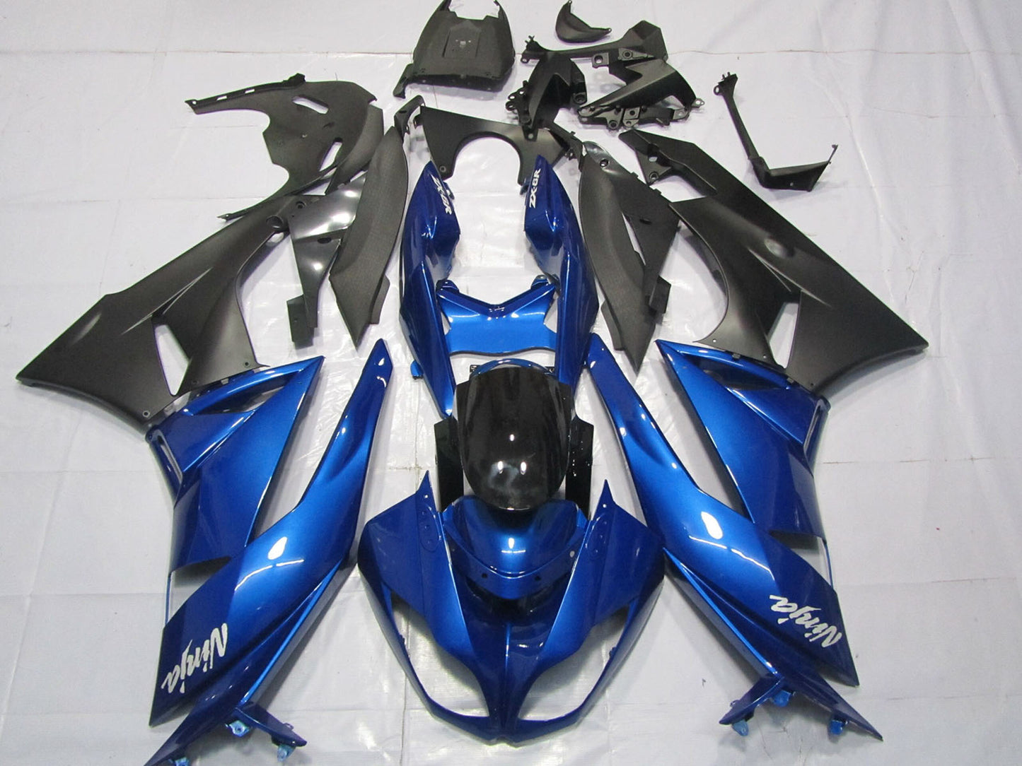 2009-2012 Blue Glossy Black Matte Black White Ninja Kawasaki ZX6R Fairing Kit