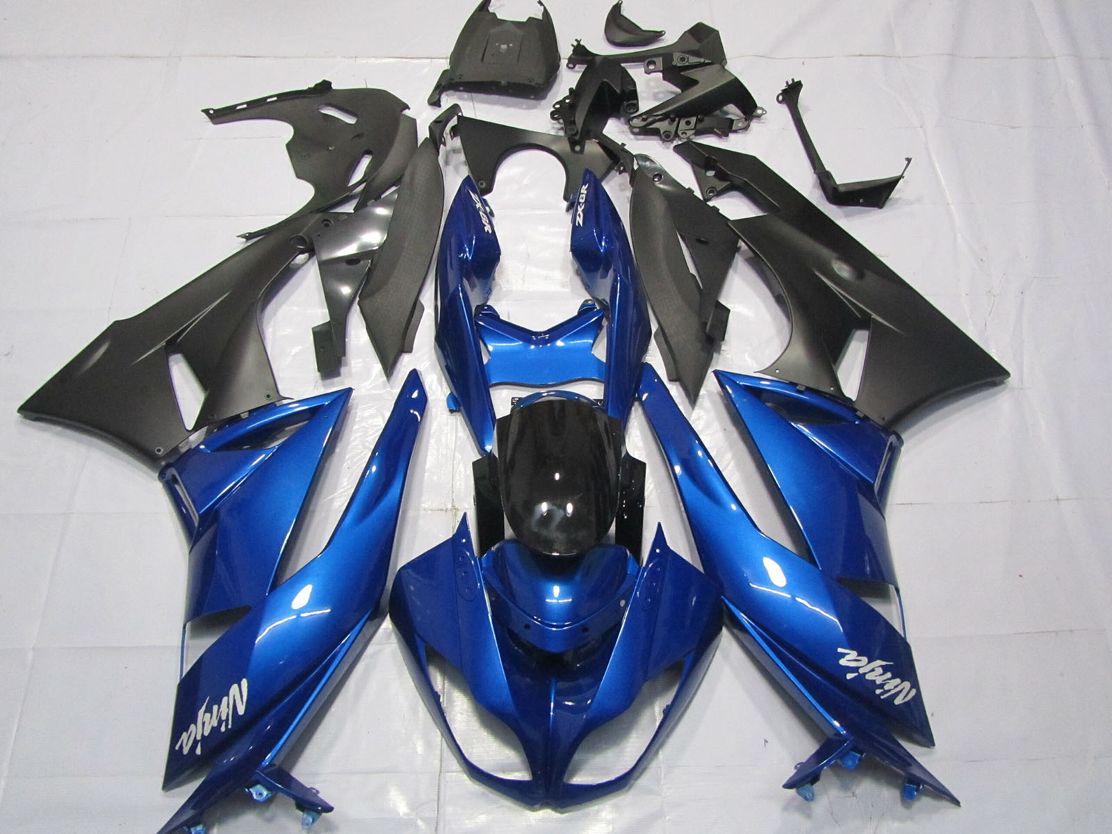 2009-2012 Blue Glossy Black Matte Black White Ninja Kawasaki ZX6R Fairing Kit