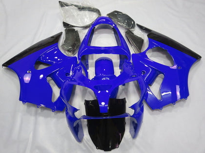 2000-2002 Kawasaki ZX-6R Blue Glossy Black Fairing Kit